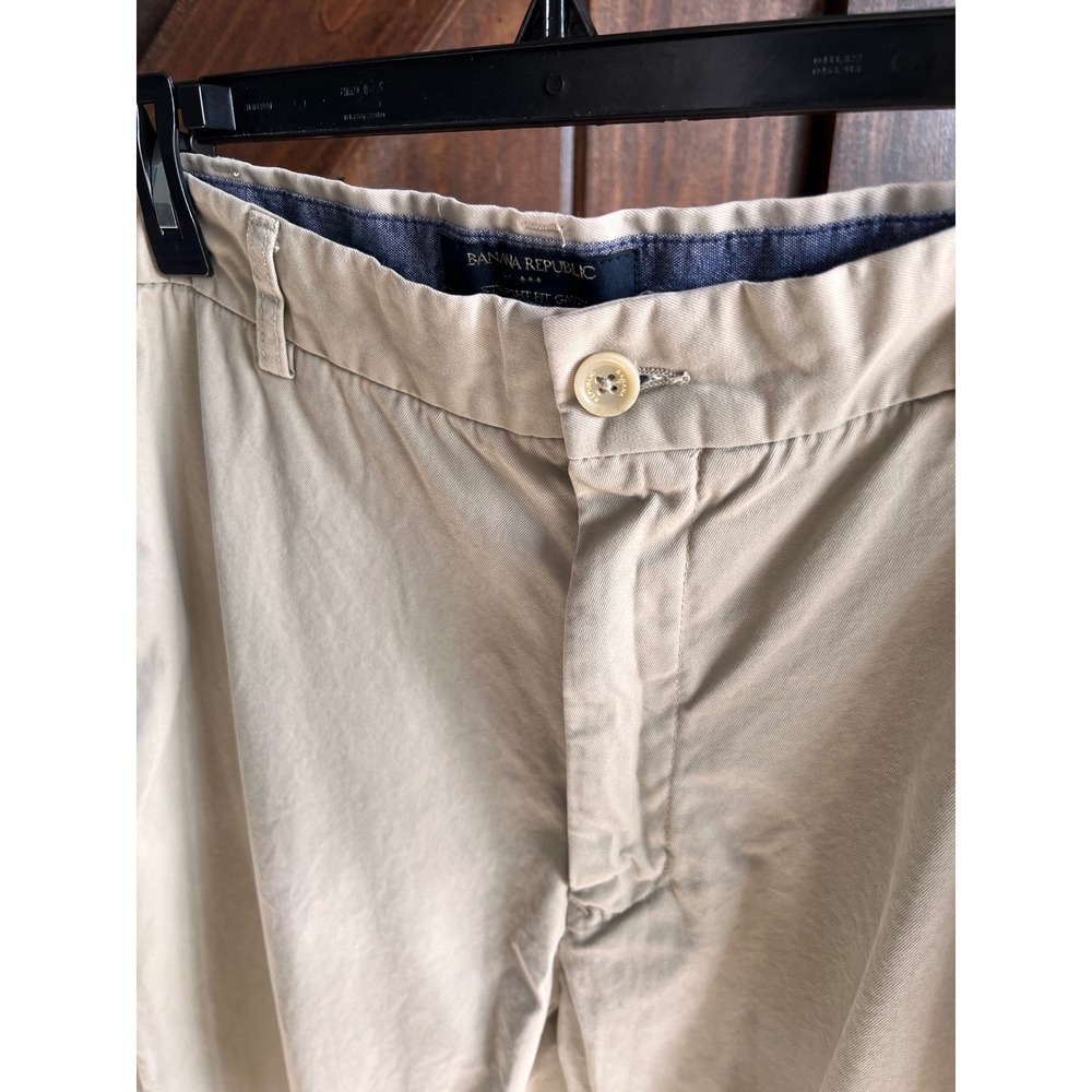 Banana Republic Gavin Straight Fit Chinos Mens 38x32 Khaki Tan 100% Cotton Pants - Picture 9 of 15